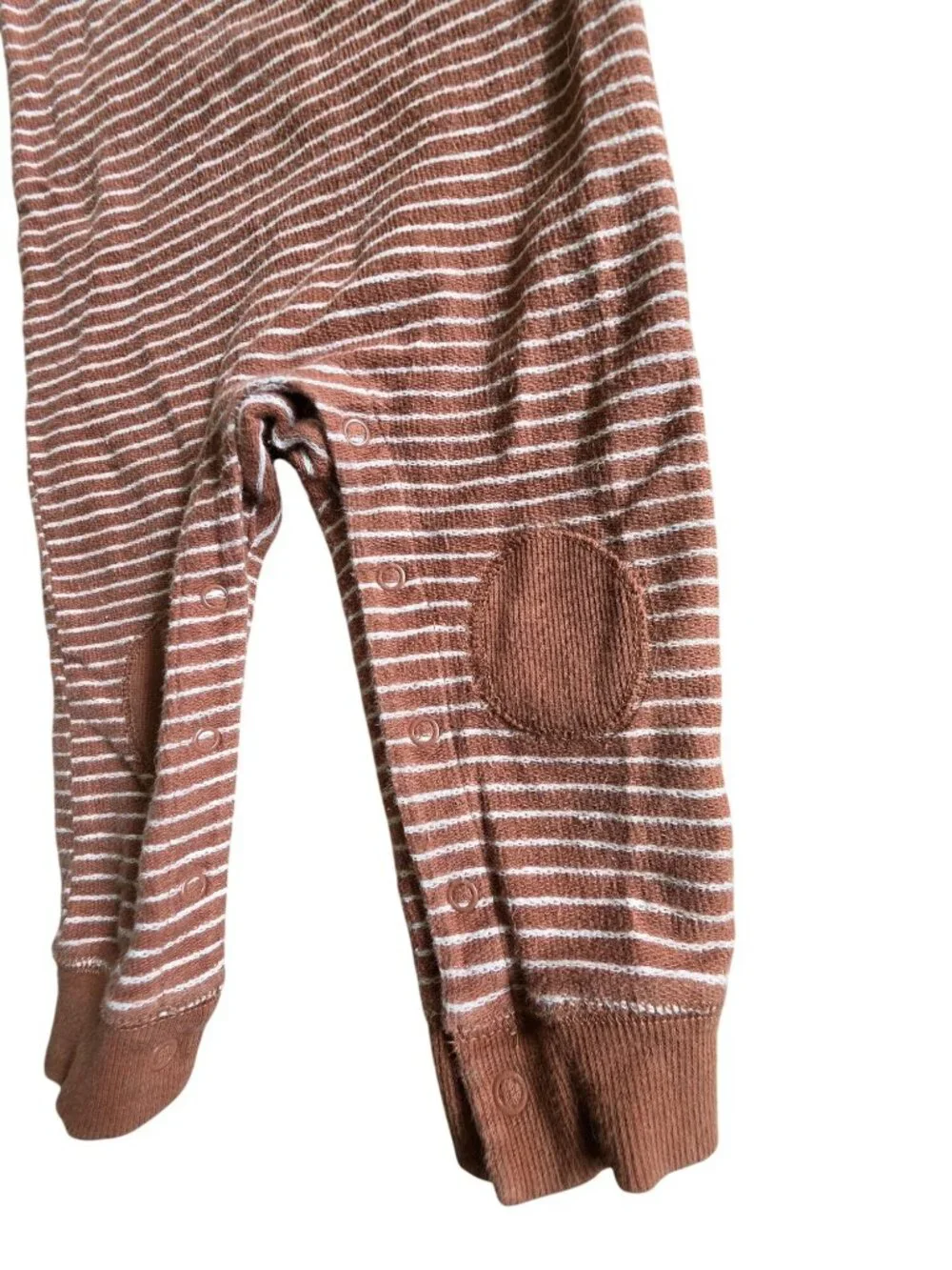 Carter's Brown Striped French Terry Romper Jumpsuit 18M Knee Patch